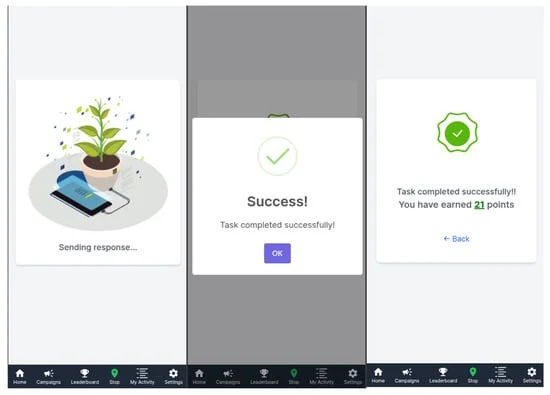 Envío de una respuesta a una tarea y obtención de puntos por ello.